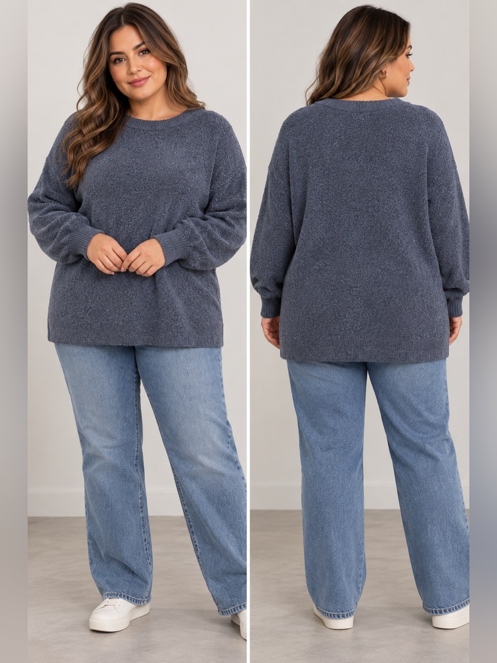 Old Navy Blue Gray Cozy Textured Oversized Sweater 
Size XXL